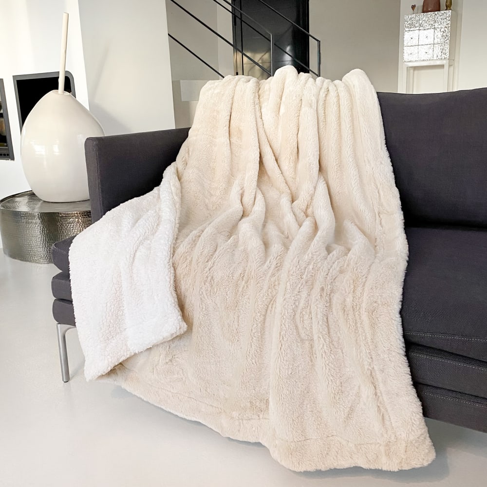 Plaid  ''Lapin'' Cocoon beige clair 130x170cm