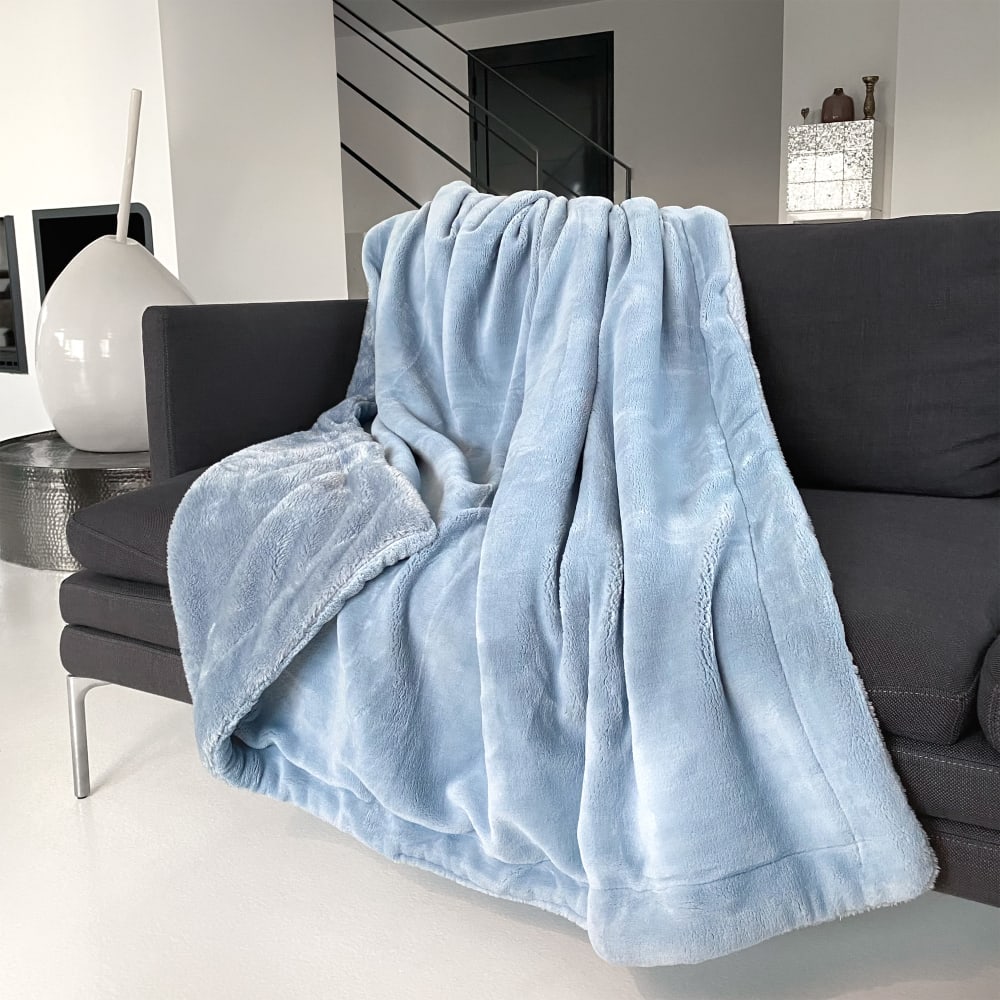 Plaid polaire Cozy bleu gris 130x170cm