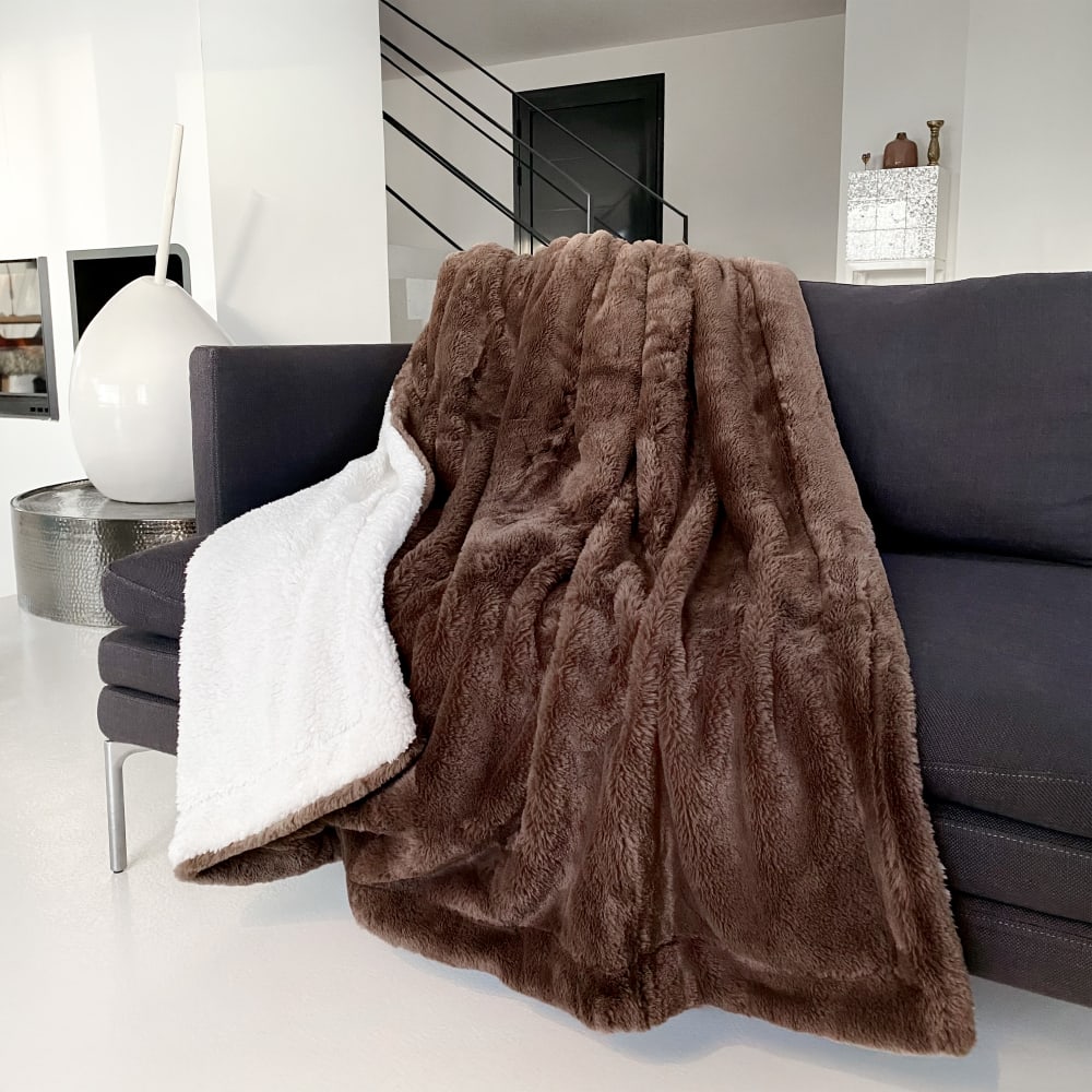 Plaid ''Lapin'' Cocoon taupe foncé 130x170cm