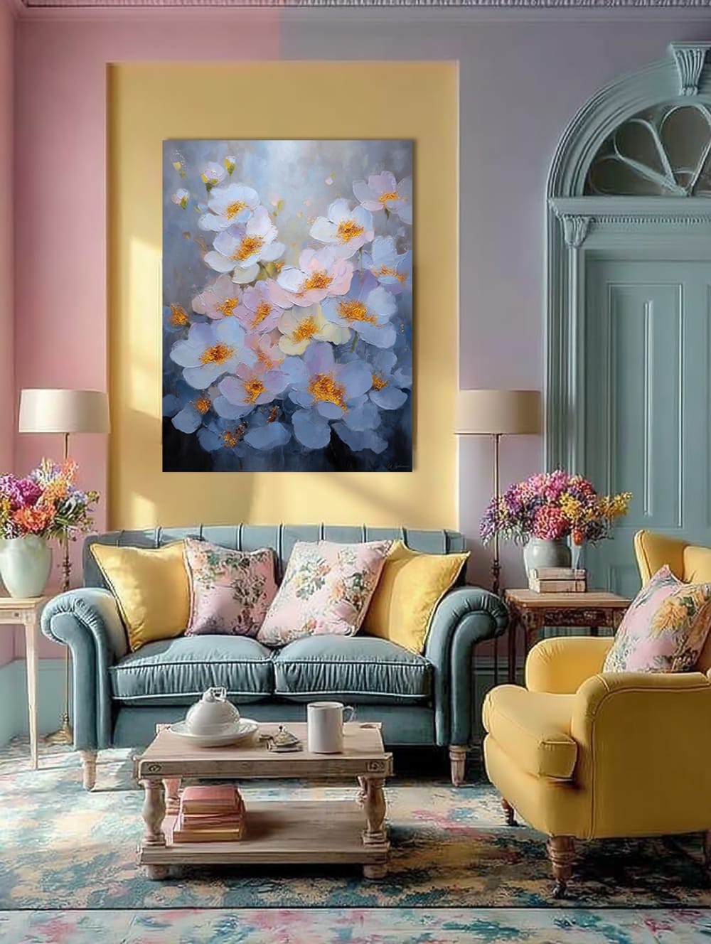 Tableau avec fleurs  alu-dibond multicolore 60x80 cm - Maisons du Monde