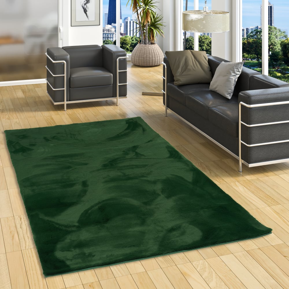 Tapis en fausse fourrure vert sapin 180x250 cm — vue 3