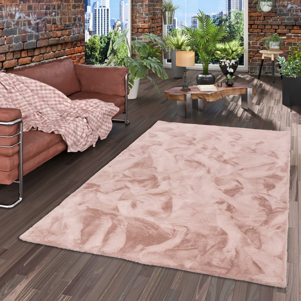 Tapis en fausse fourrure vieux rose 140x180 cm — vue 3