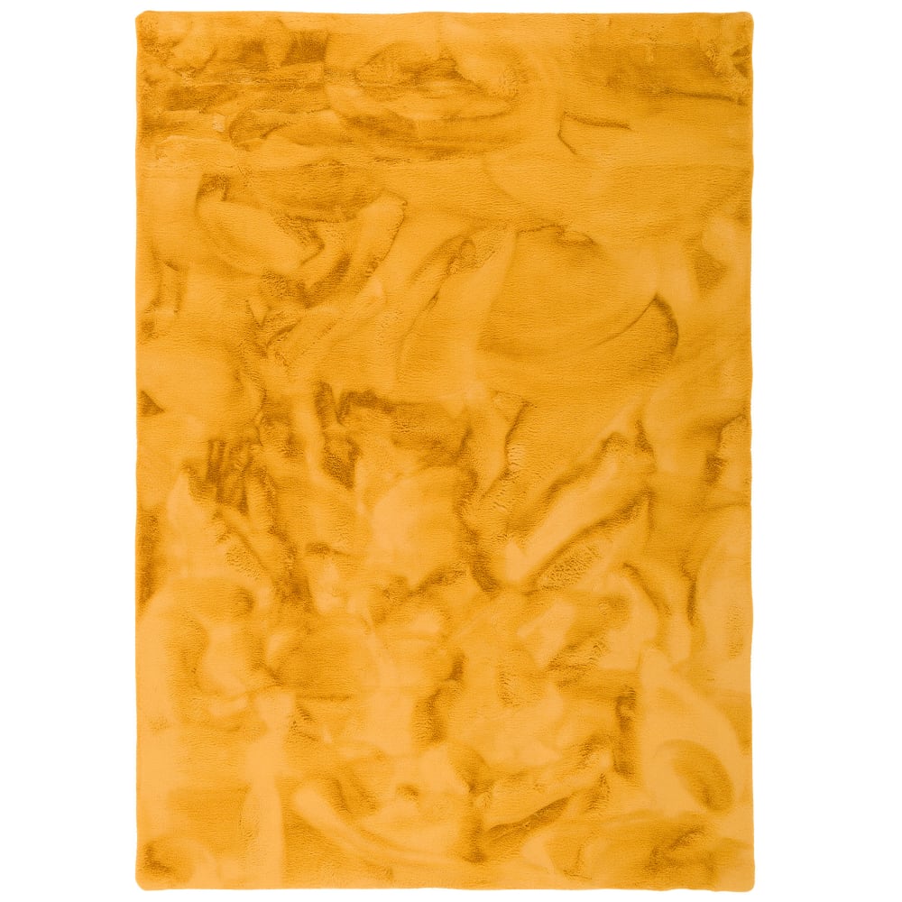 Tapis en fausse fourrure jaune curry 70x140 cm