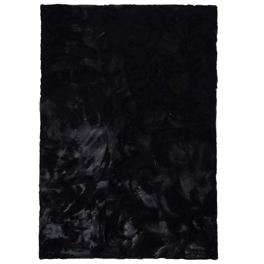 Tapis en fausse fourrure noir 60x90 cm