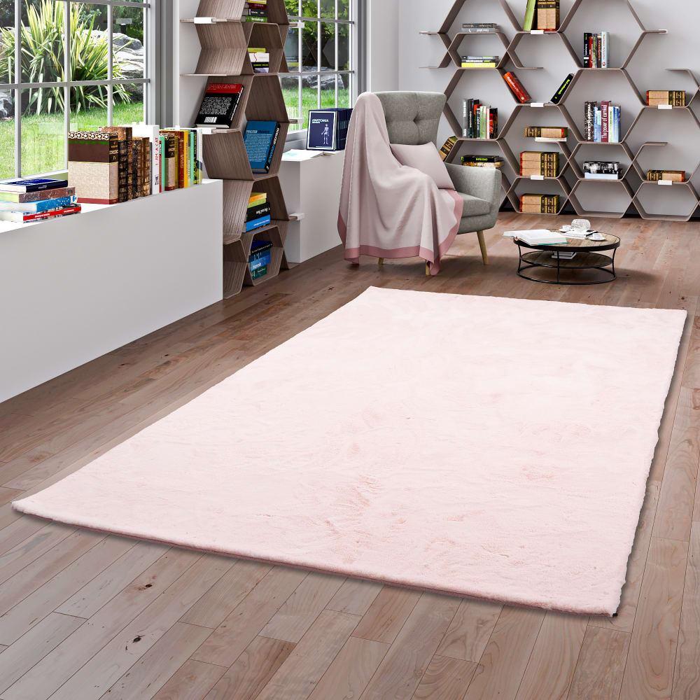Tapis en fausse fourrure rose 160x230 cm — vue 3