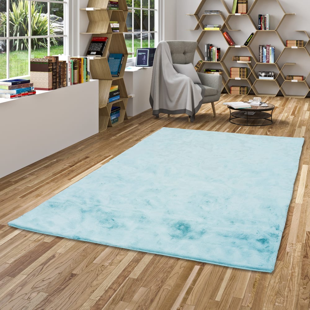 Tapis en fausse fourrure turquoise 180x250 cm — vue 3