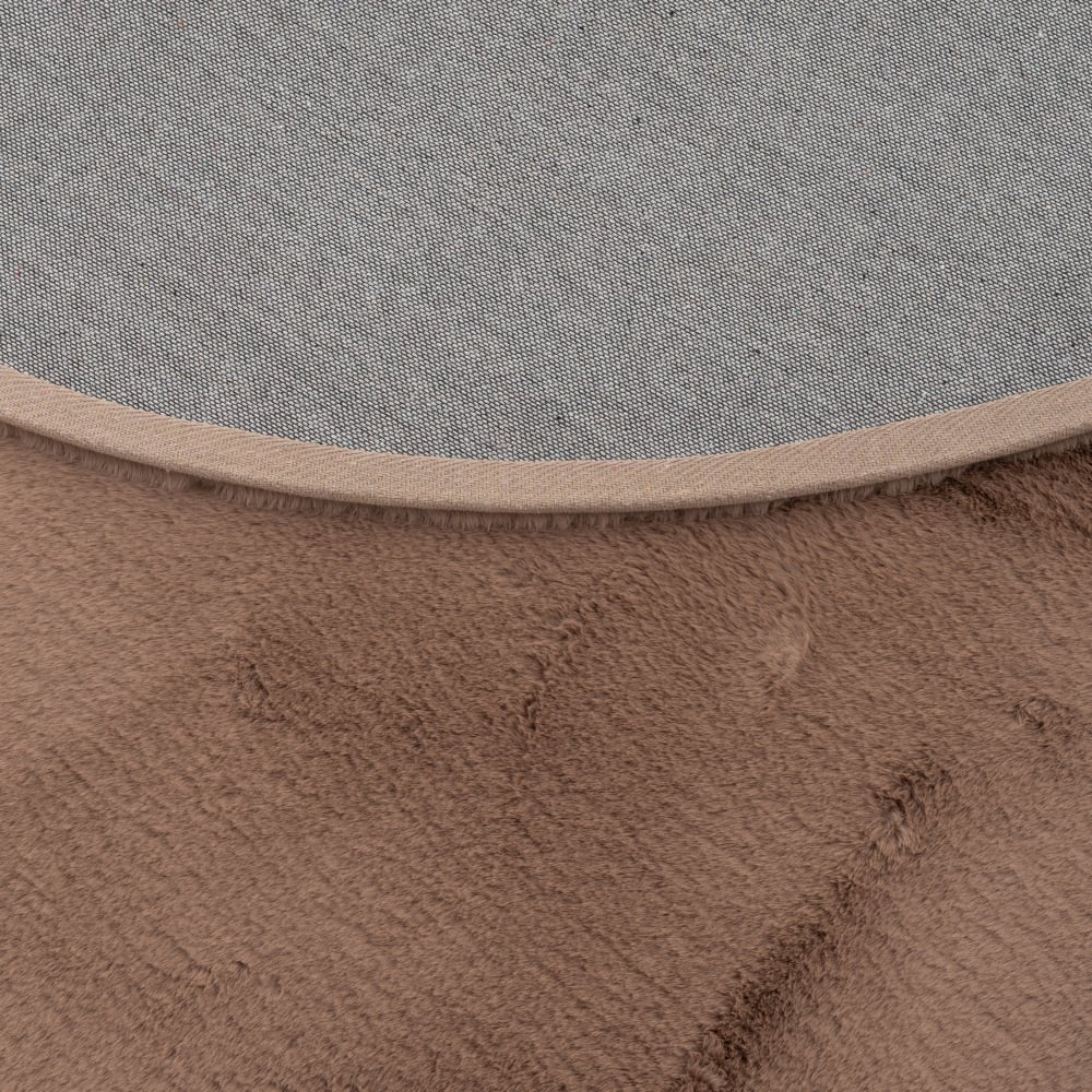 Tapis rond en fausse fourrure marron 160x160 cm — vue 4