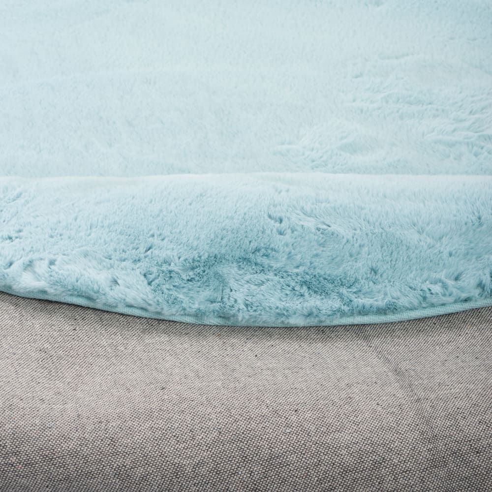 Tapis rond en fausse fourrure turquoise 160x160 cm — vue 4