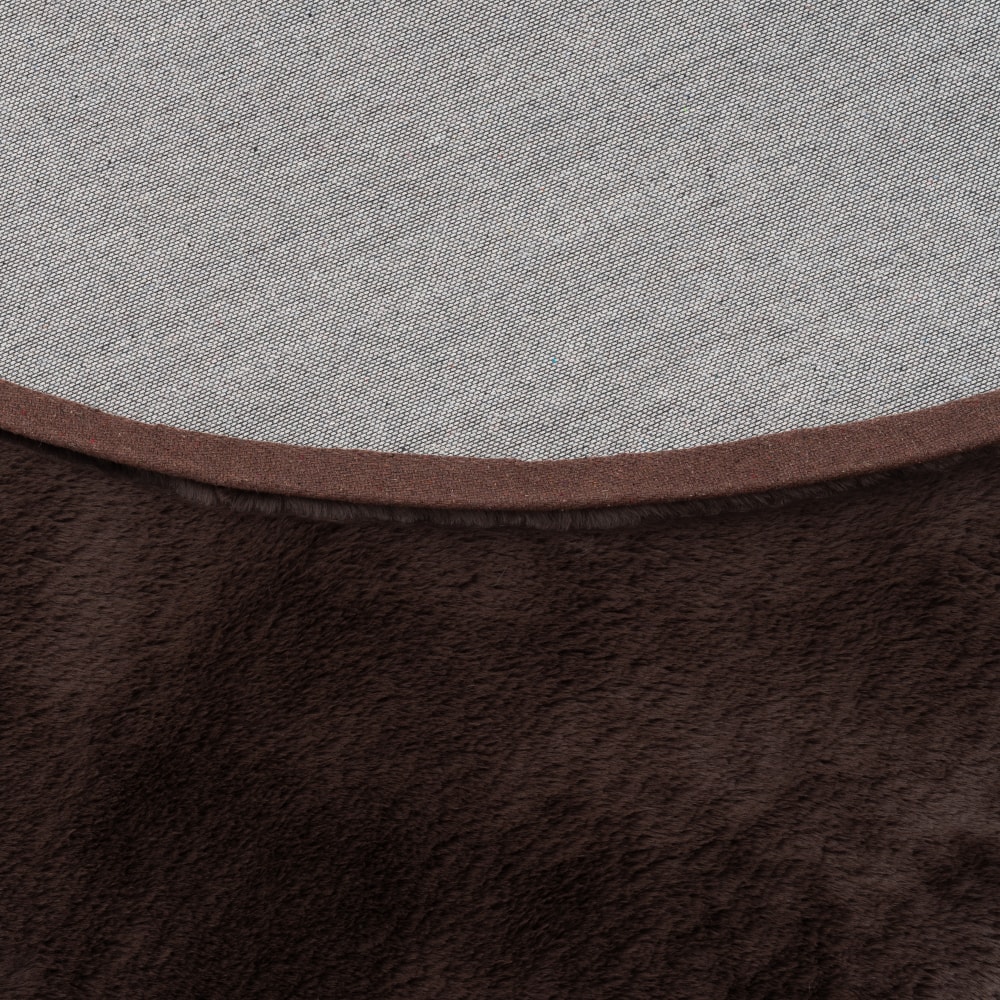 Tapis rond en fausse fourrure brun foncé 80x80 cm — vue 4