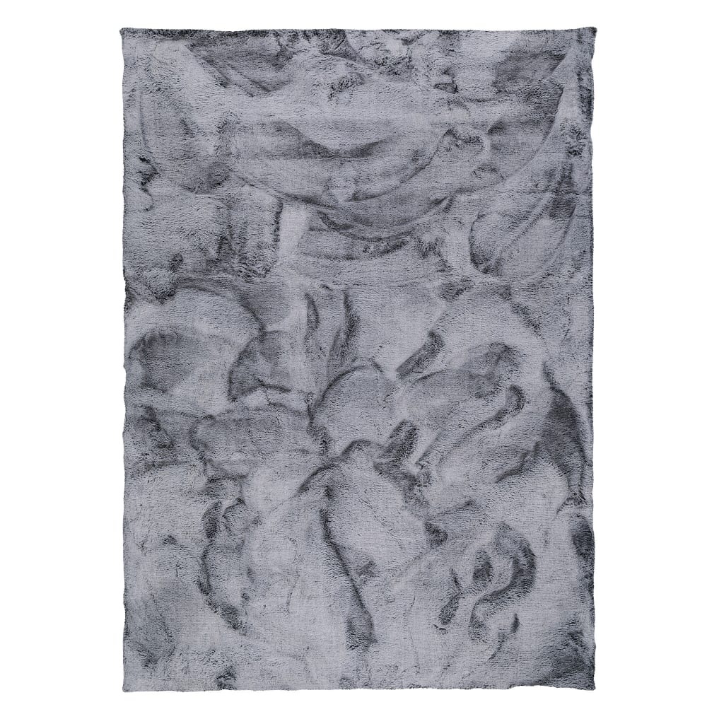 Tapis en fausse fourrure gris tacheté 60x90 cm