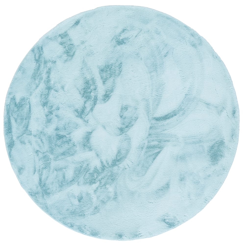 Tapis rond en fausse fourrure turquoise 80x80 cm