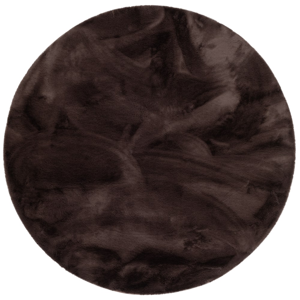 Tapis rond en fausse fourrure brun foncé 160x160 cm