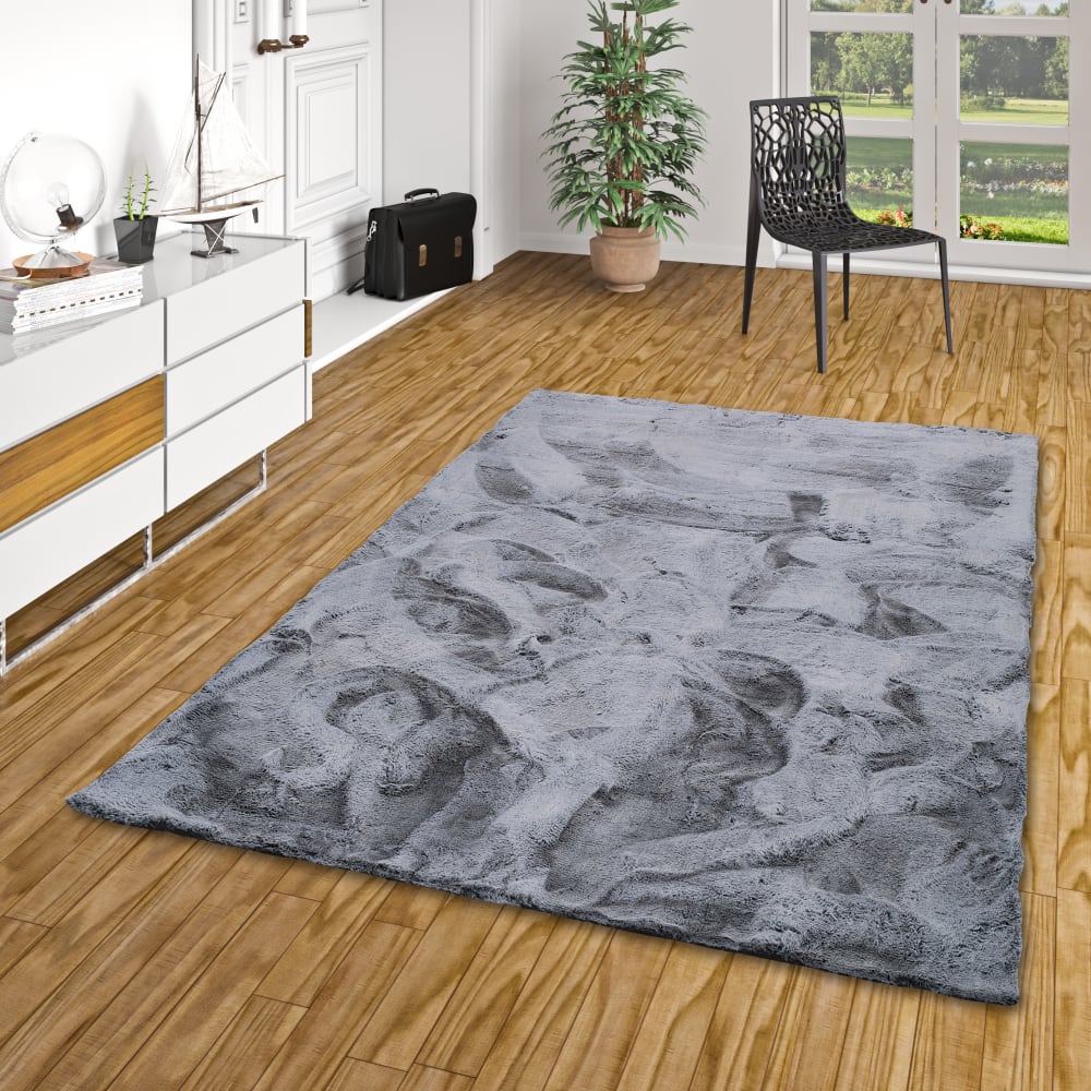 Tapis en fausse fourrure gris tacheté 160x230 cm — vue 3