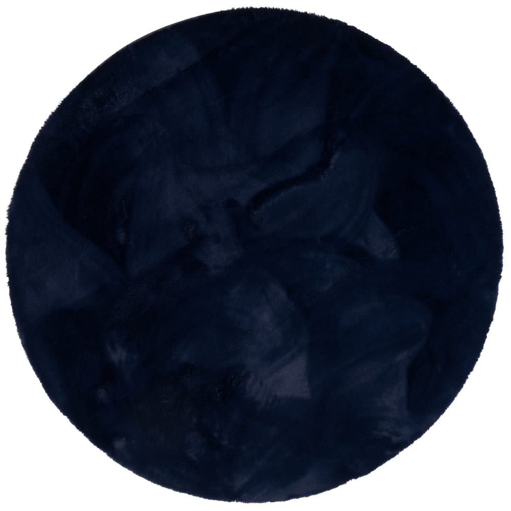 Tapis rond en fausse fourrure bleu foncé 80x80 cm