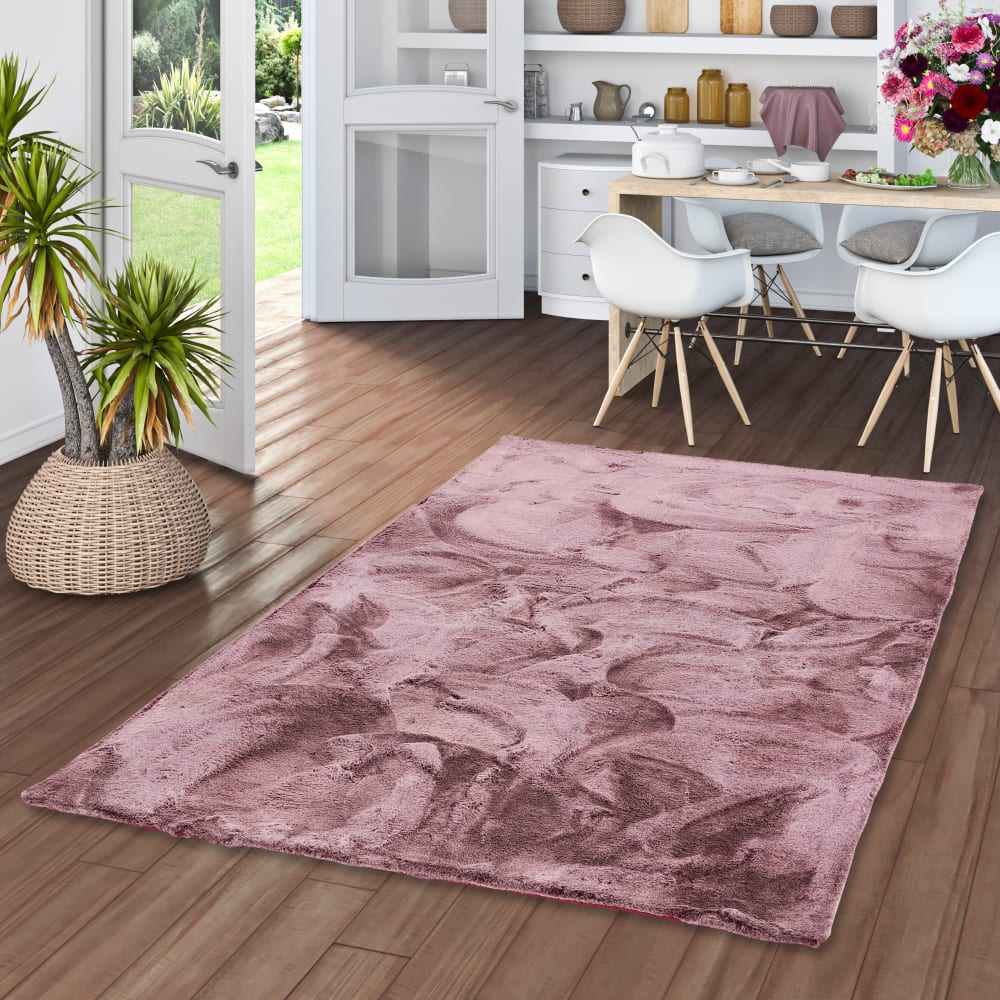 Tapis en fausse fourrure rose framboise 60x90 cm — vue 3