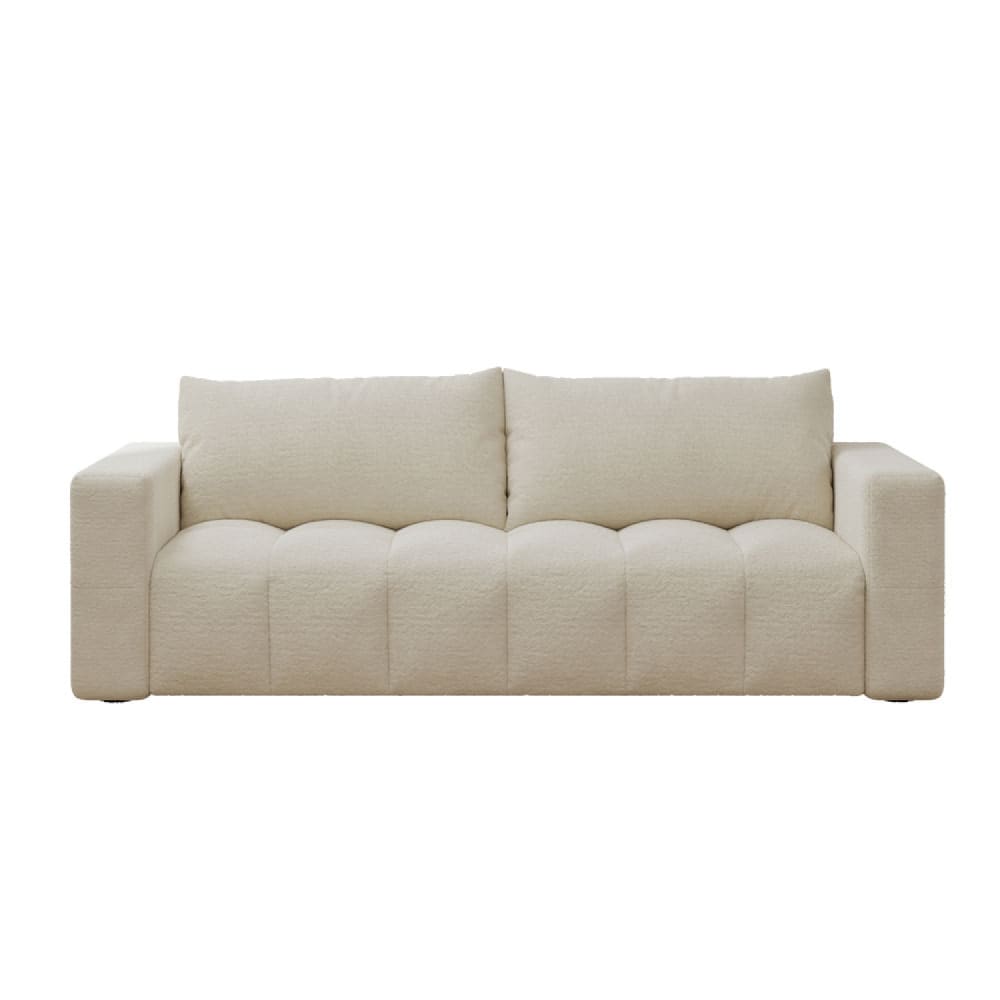 Canapé convertible 3 places avec coffre en bouclette beige
