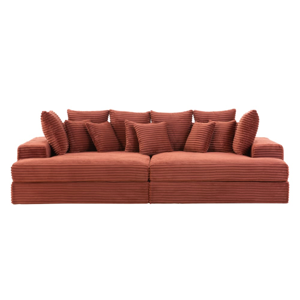 Canapé 4 places en velours côtelé terracotta