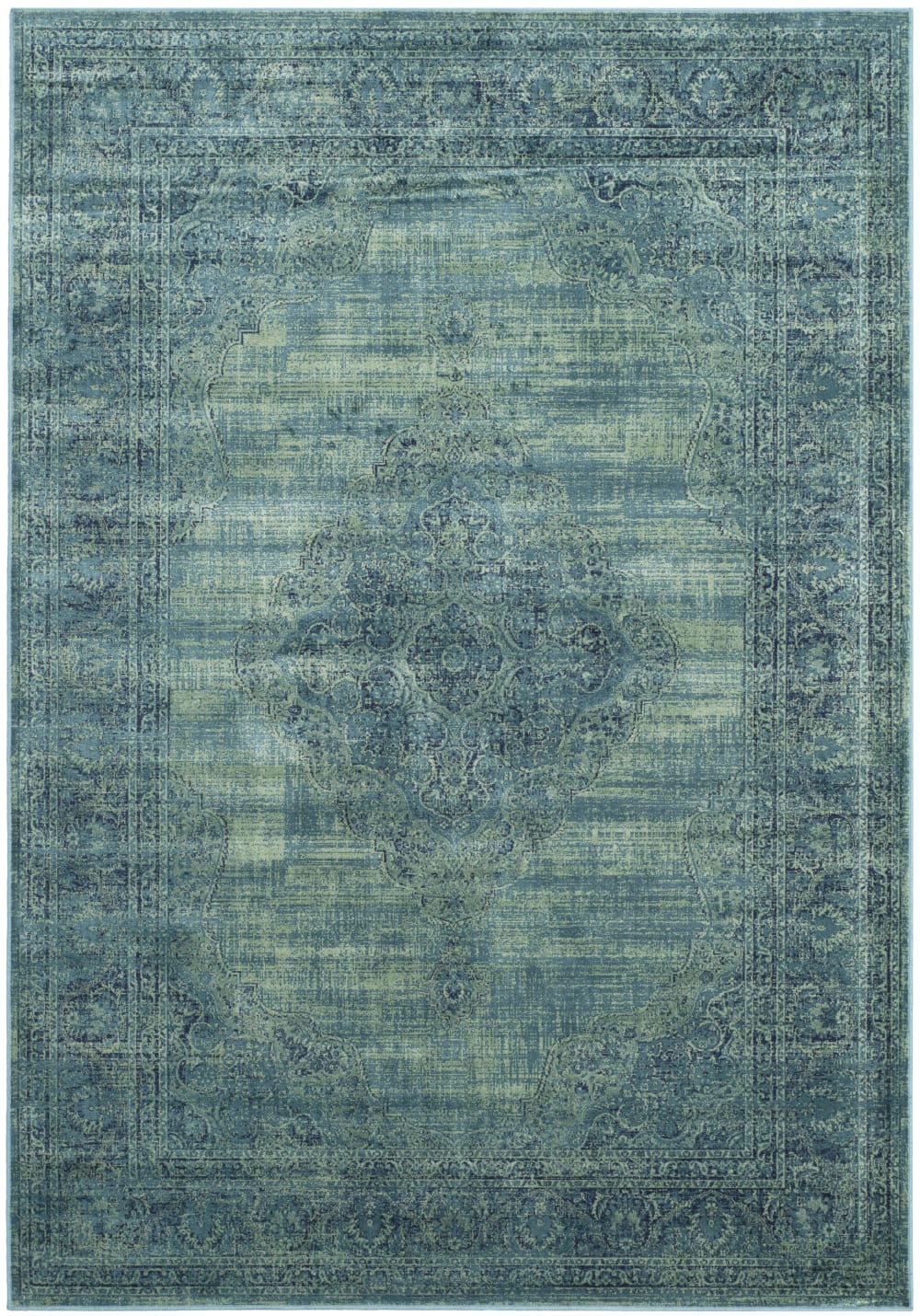 Tapis traditionnel en viscose bleu/multicolore, 160 x 229 cm