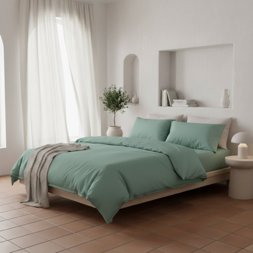 Housse de couette vert d’eau 150x190/200 - coton bio premium — vue 3