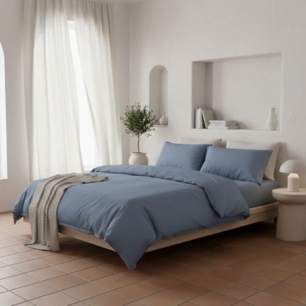 Housse de couette bleu marine 200x190/200 - coton bio premium — vue 3