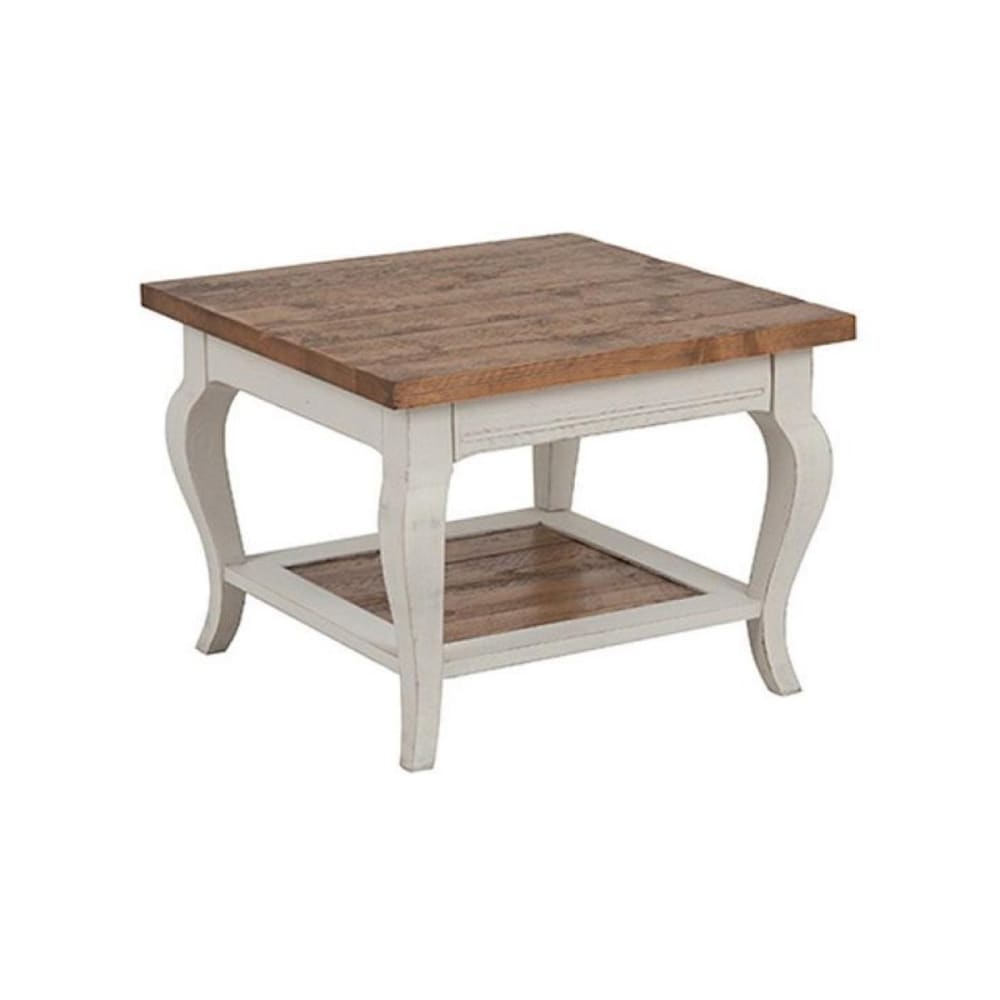 Bout de canapé en bois marron et blanc