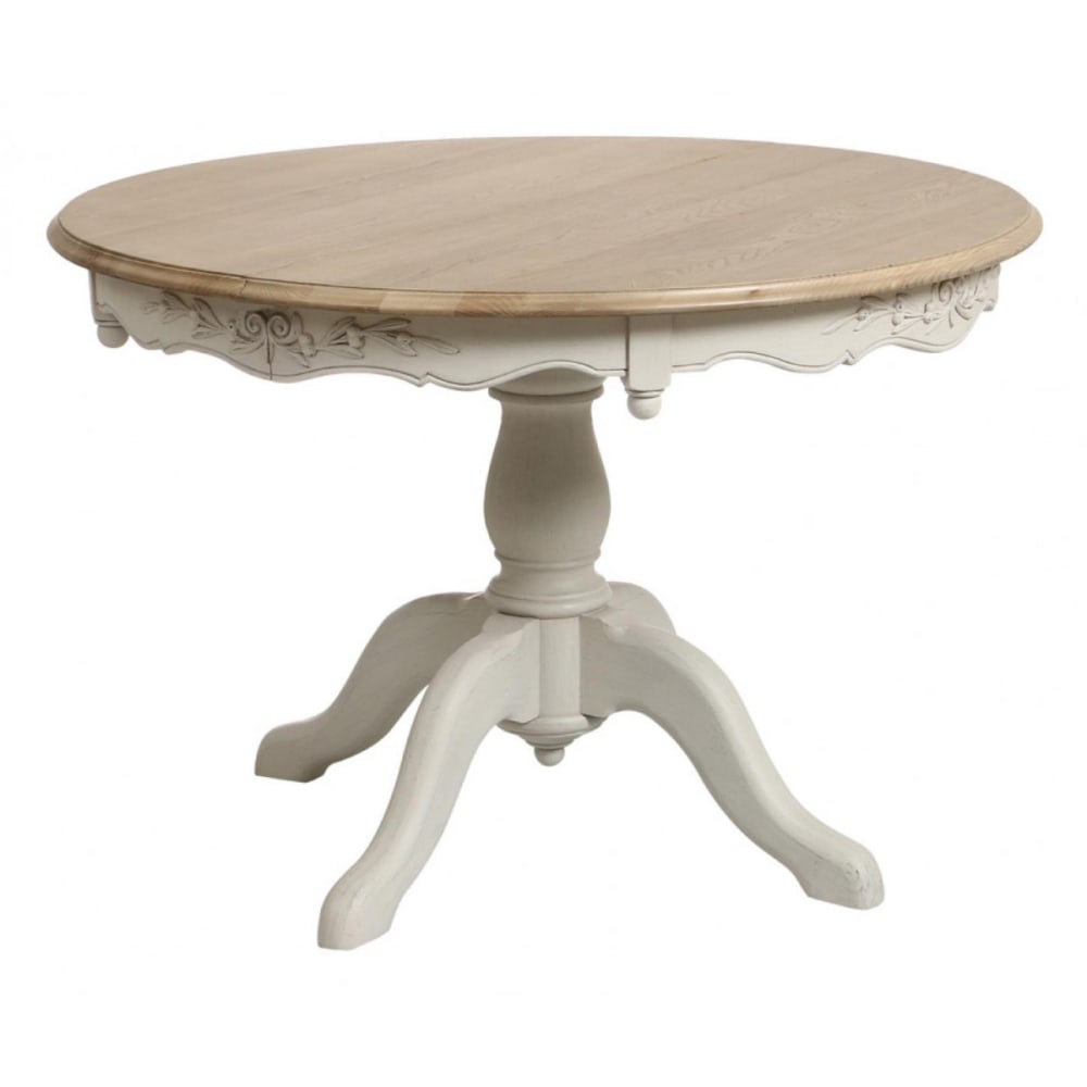 Table ronde 2 allonges en bois blanc