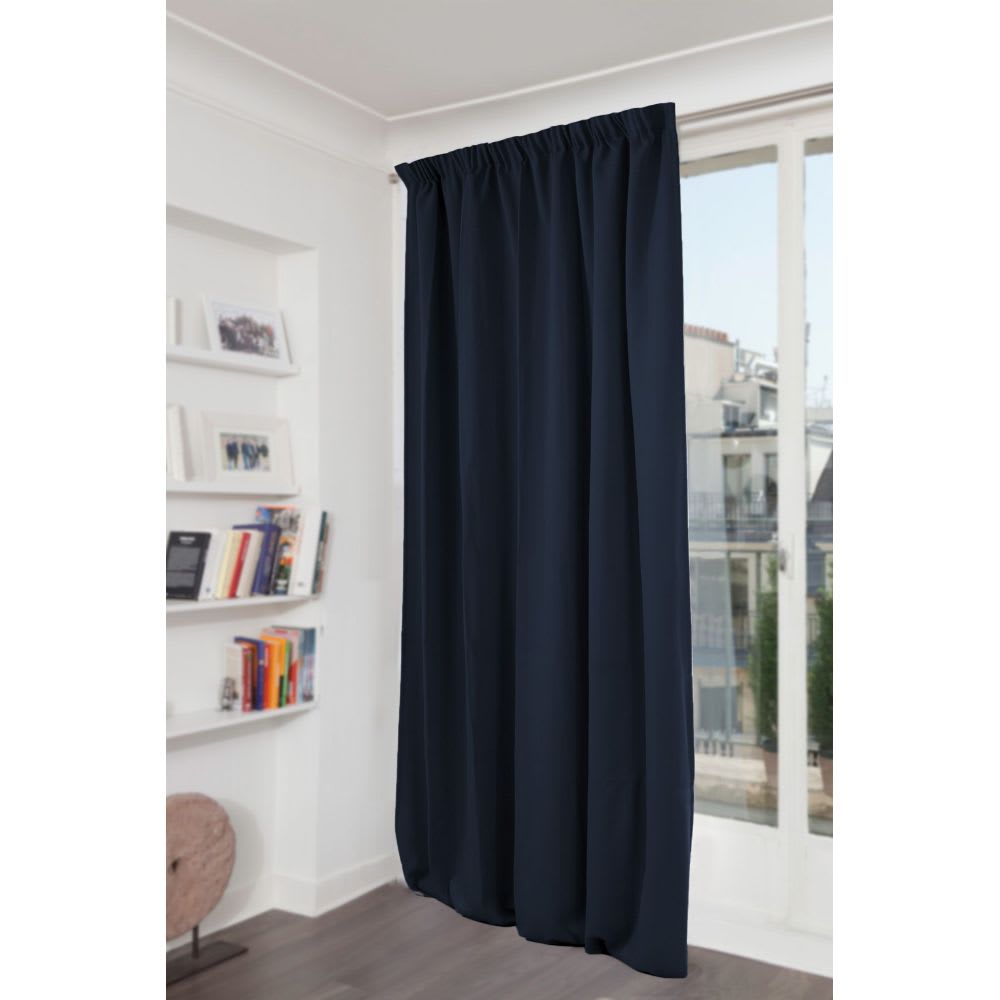 Venise Rideau phonique Velours Galon fronceur Bleu MC412 130x260