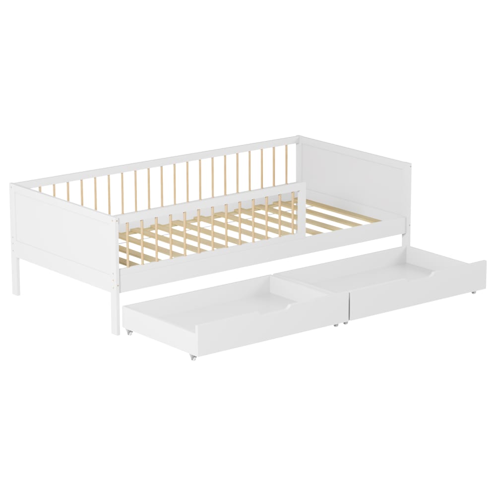 Happy Garden - Lit pour enfant avec tiroirs 190x90cm blanc bois