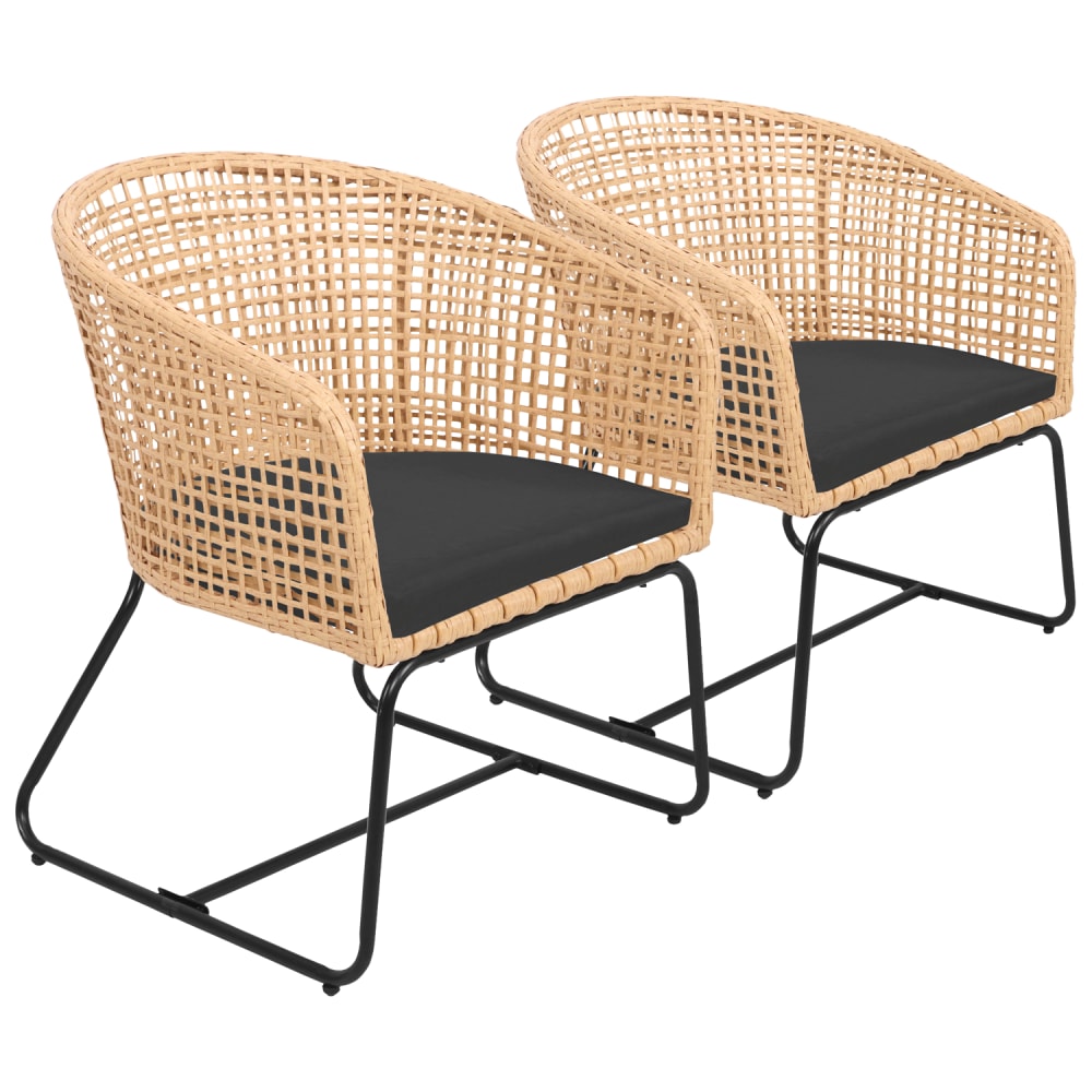 Lot de 2 fauteuils en rotin synthétique avec coussins