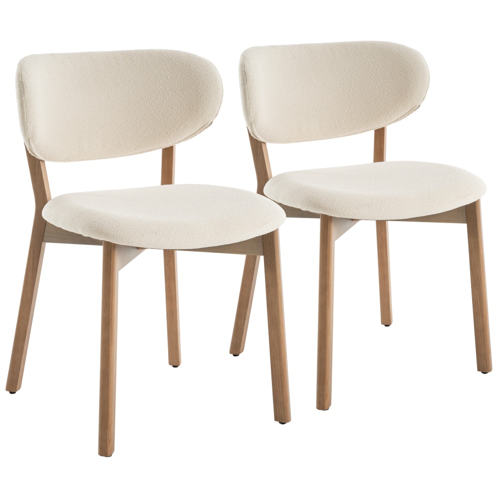Set aus 2 Stühlen aus hellem Holz und beigem Schlingenstoff -