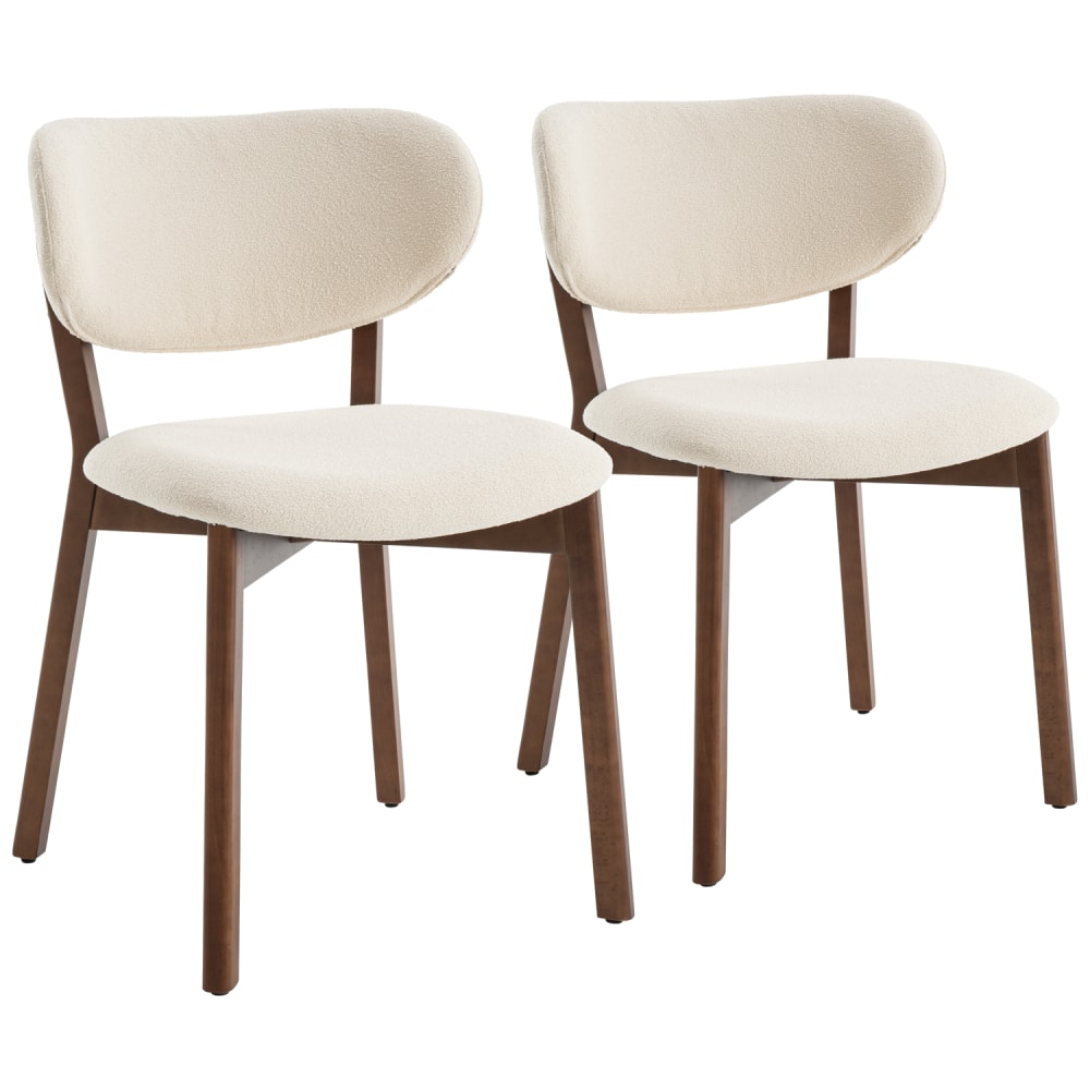 Set aus 2 Stühlen aus dunklem Holz und beigem Schlingenstoff -