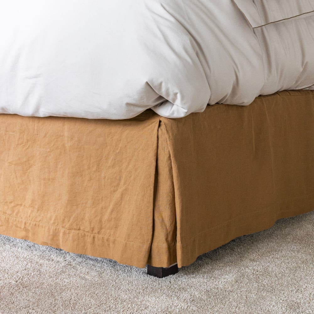 Cache sommier en lin lavé Cannelle 180x200cm