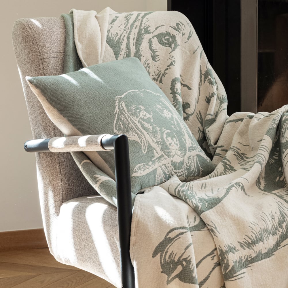 Housse de coussin Jacquard Vert de gris, écru 40x40cm - Maisons du Monde