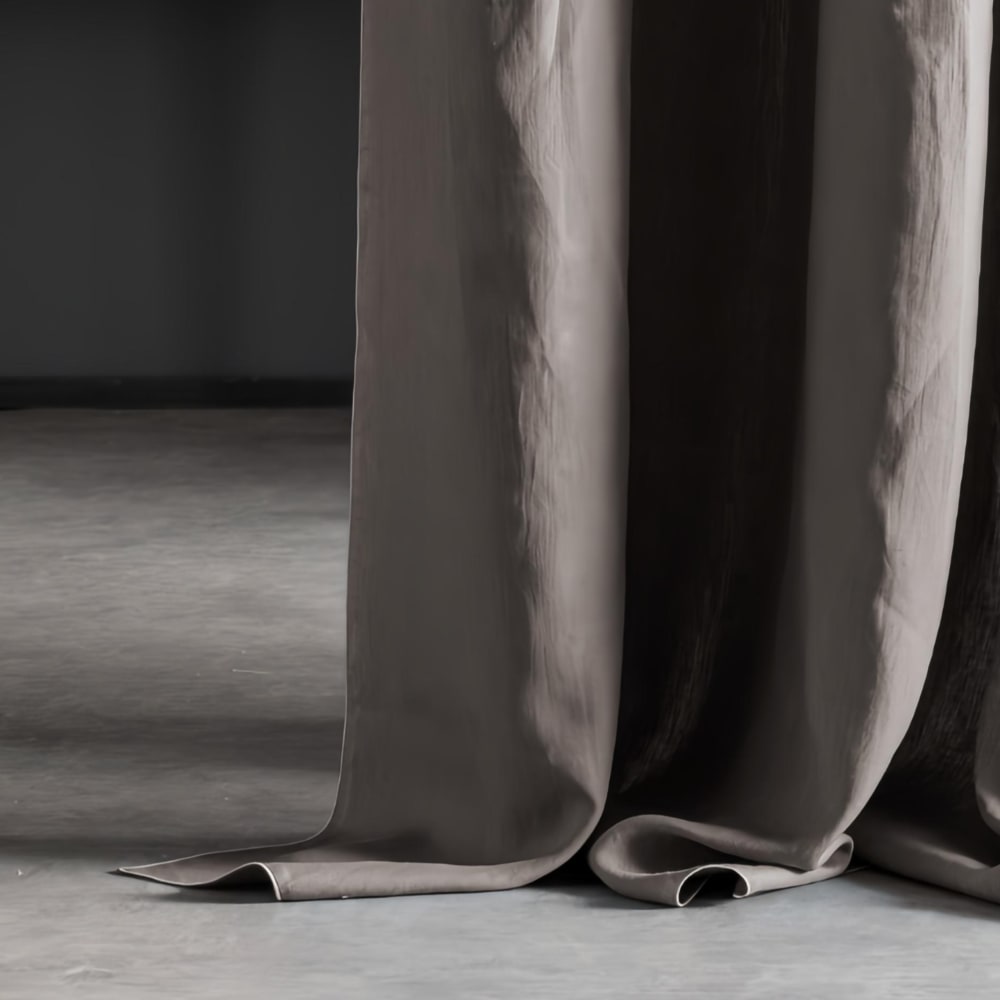 Rideau à œillets en pur lin lavé Teck 150x260cm - Maisons du Monde