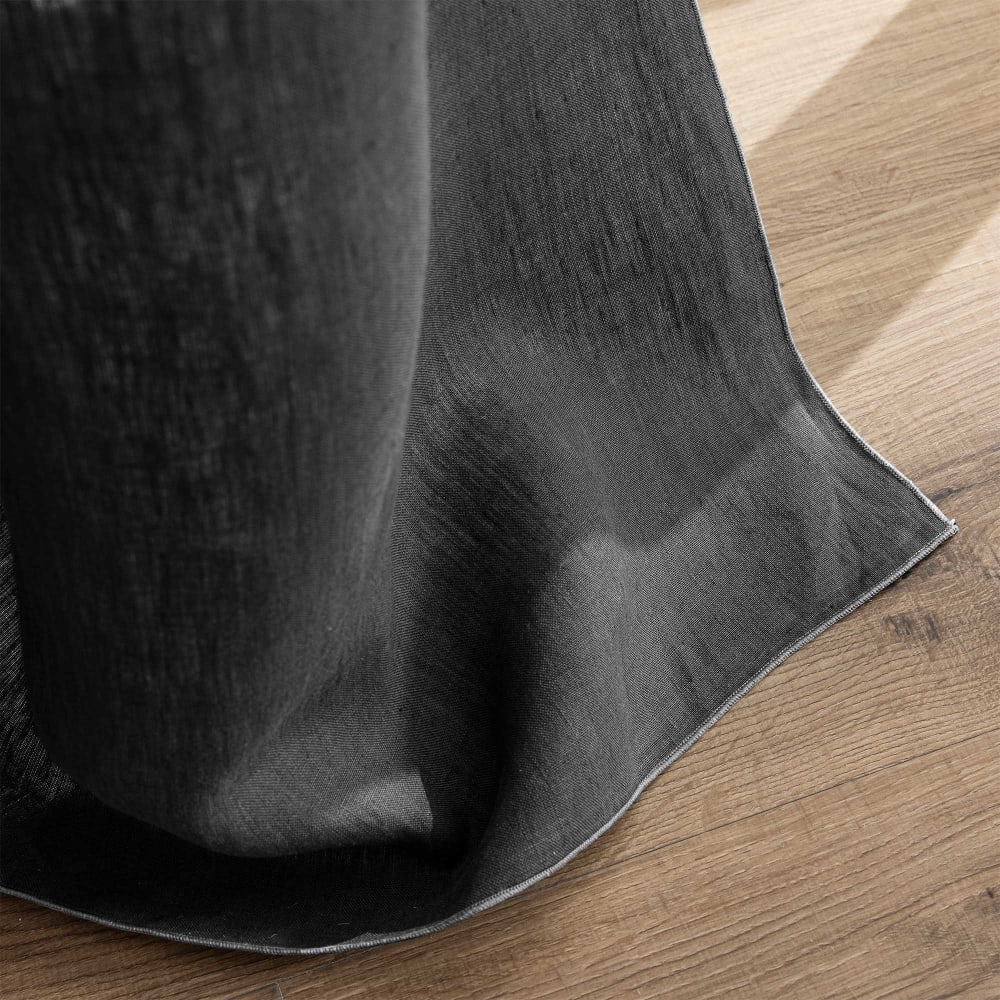 Rideau à œillets en pur lin lavé Anthracite 150x260cm - Maisons du Monde