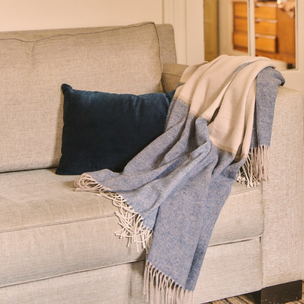 Plaid laine/coton Indigo 130x170cm