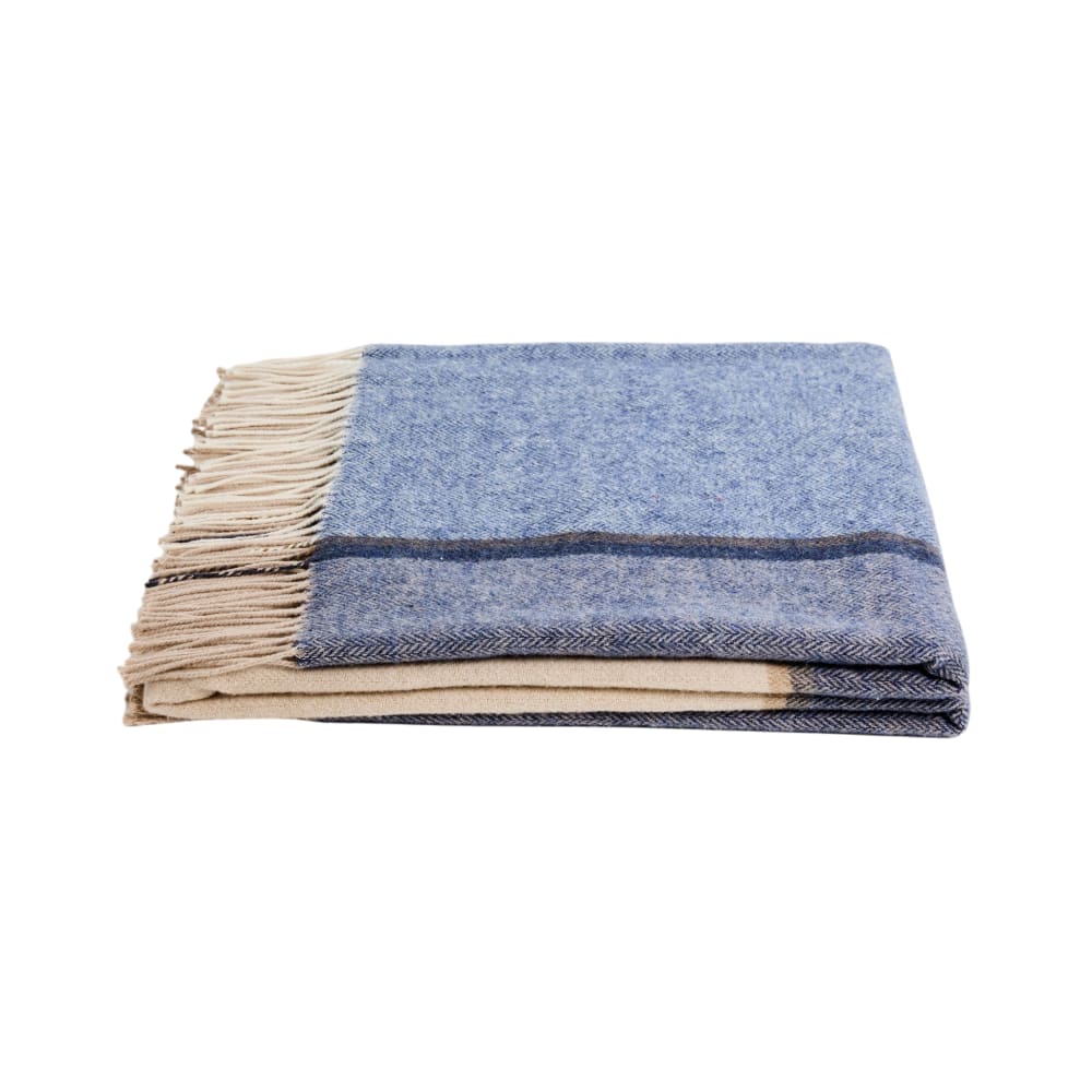 Plaid laine/coton Indigo 130x170cm - Maisons du Monde