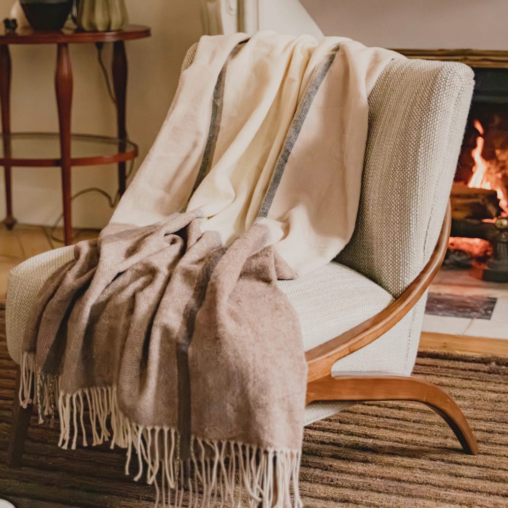Plaid laine/coton ecorce