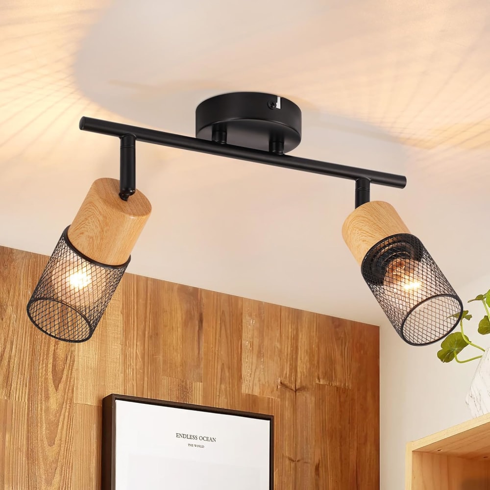 Hough - spot de plafond en métal, noir, l 30 cm, e14 — vue 3