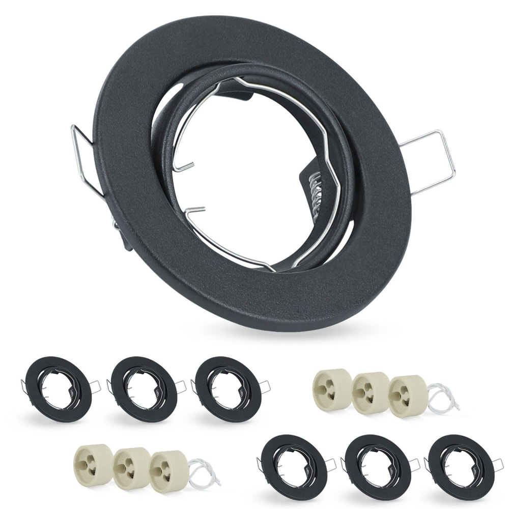 Nettlife Hill - Einbaustrahler aus Metall, Schwarz, 9 cm, GU10, max. 50 W style modern Schwarz Metall