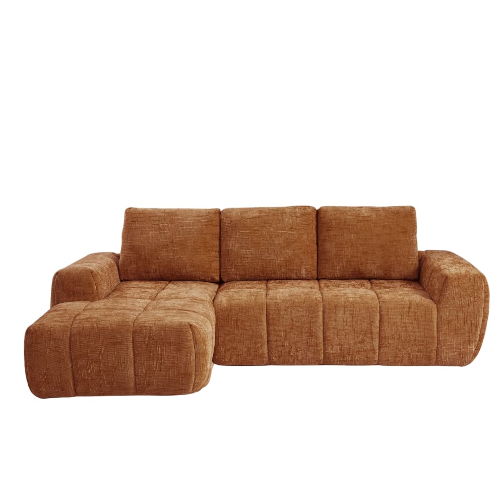 Canapé d'angle en tissu 4 places terracotta Canapé d'angle en tissu 4 places terracotta