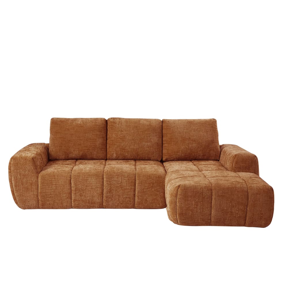 Canapé d'angle en tissu - terracotta