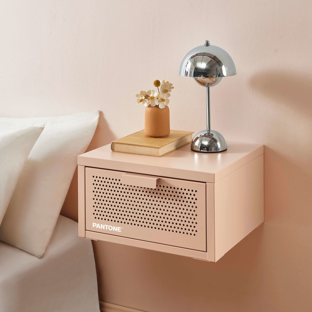 Table de chevet murale métal rose blush 40cm