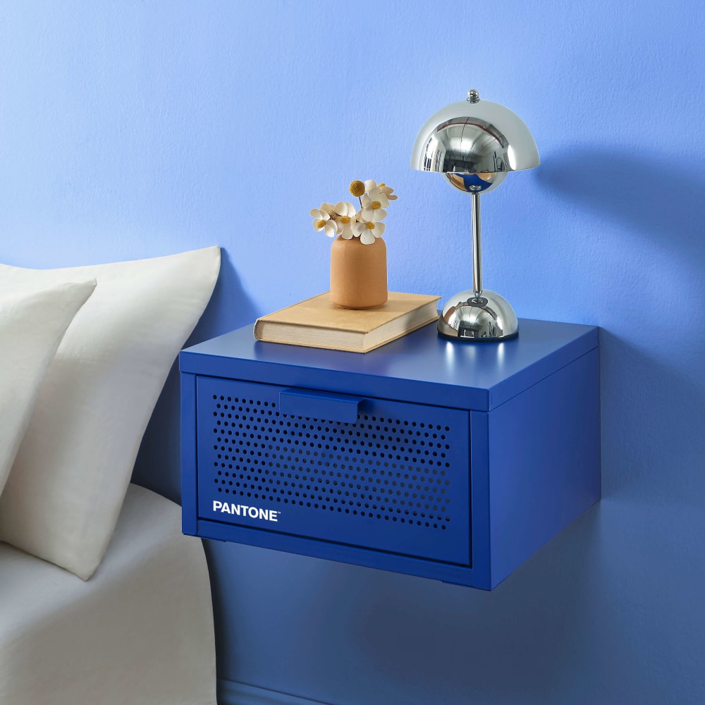 Table de chevet murale métal bleu électrique 40cm