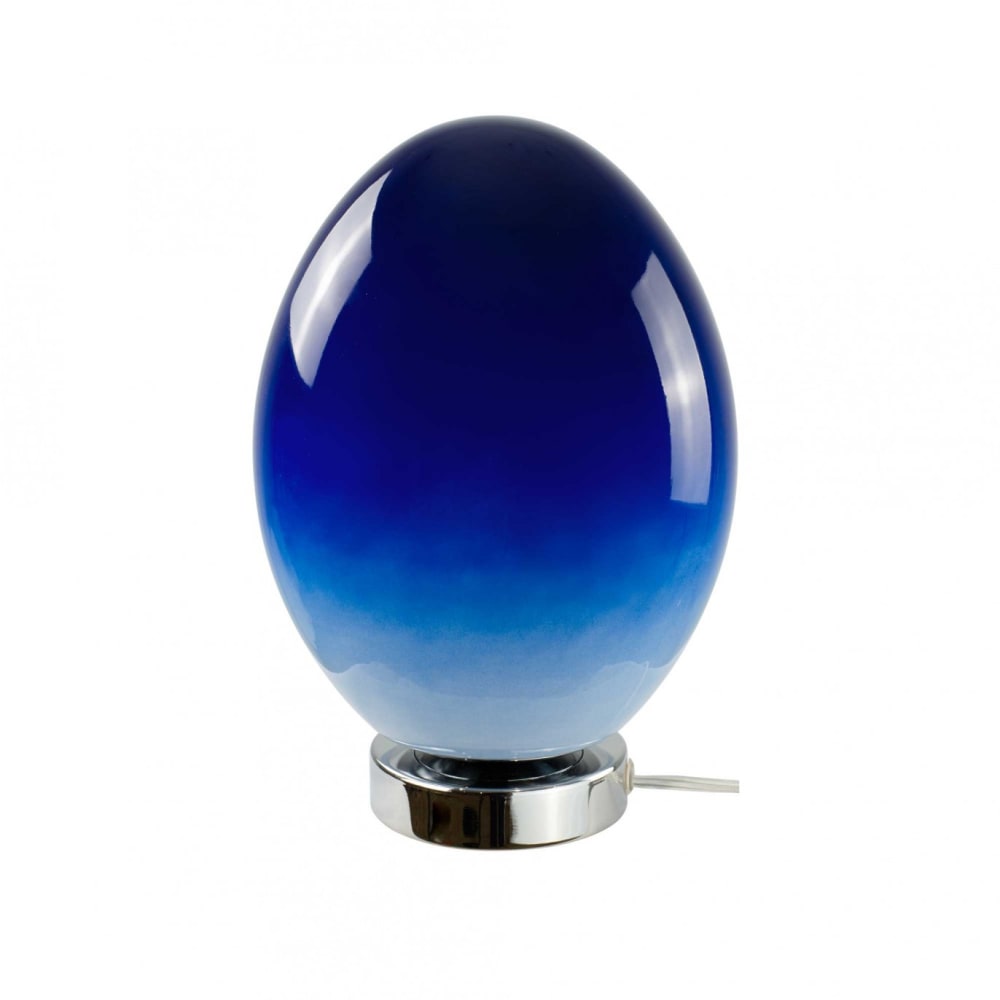 Lampe à poser en verre & métal bleu