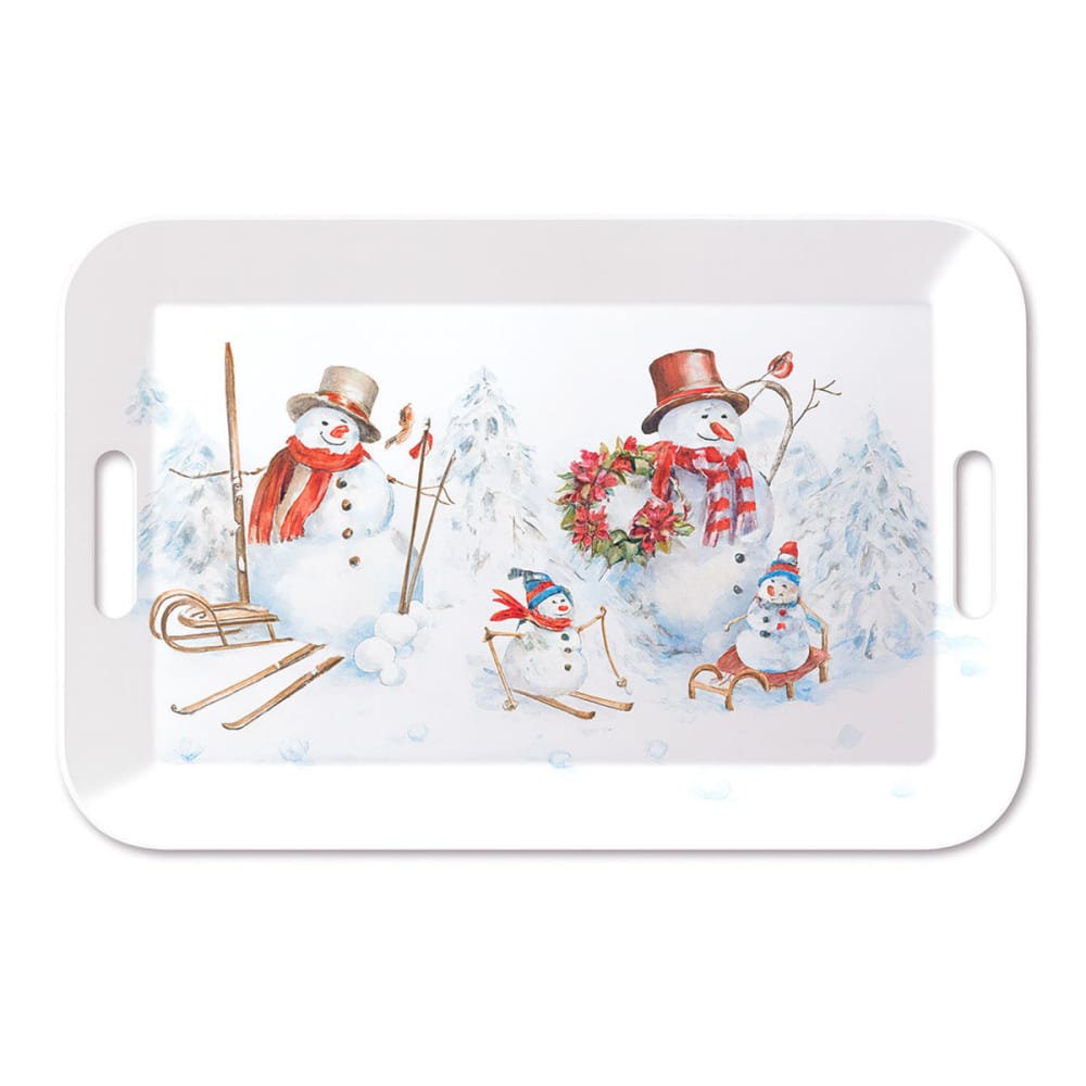 Plateau rectangulaire famille de bonshommes de neige Plateau rectangulaire famille de bonshommes de neige