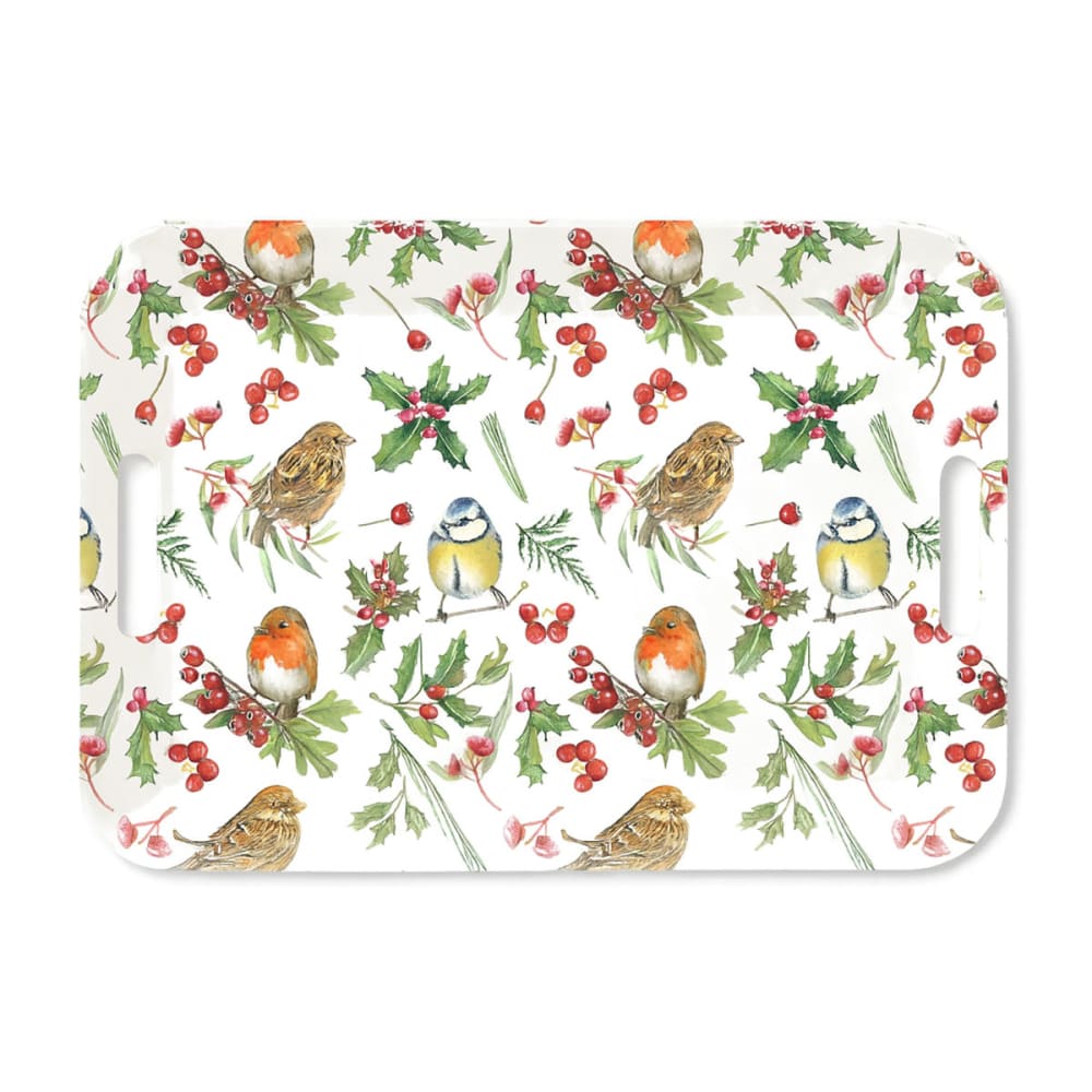 Plateau rectangulaire oiseaux et feuillages dhiver Plateau rectangulaire oiseaux et feuillages dhiver