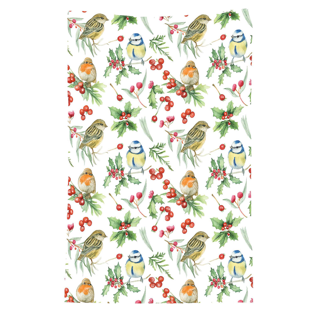 Torchon en coton oiseaux et baies