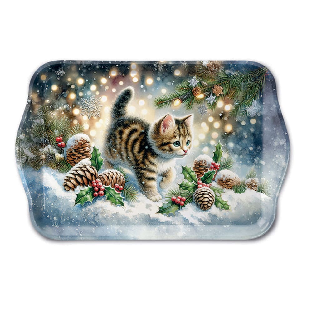Mini plateau de noël chaton dans la neige Mini plateau de noël chaton dans la neige