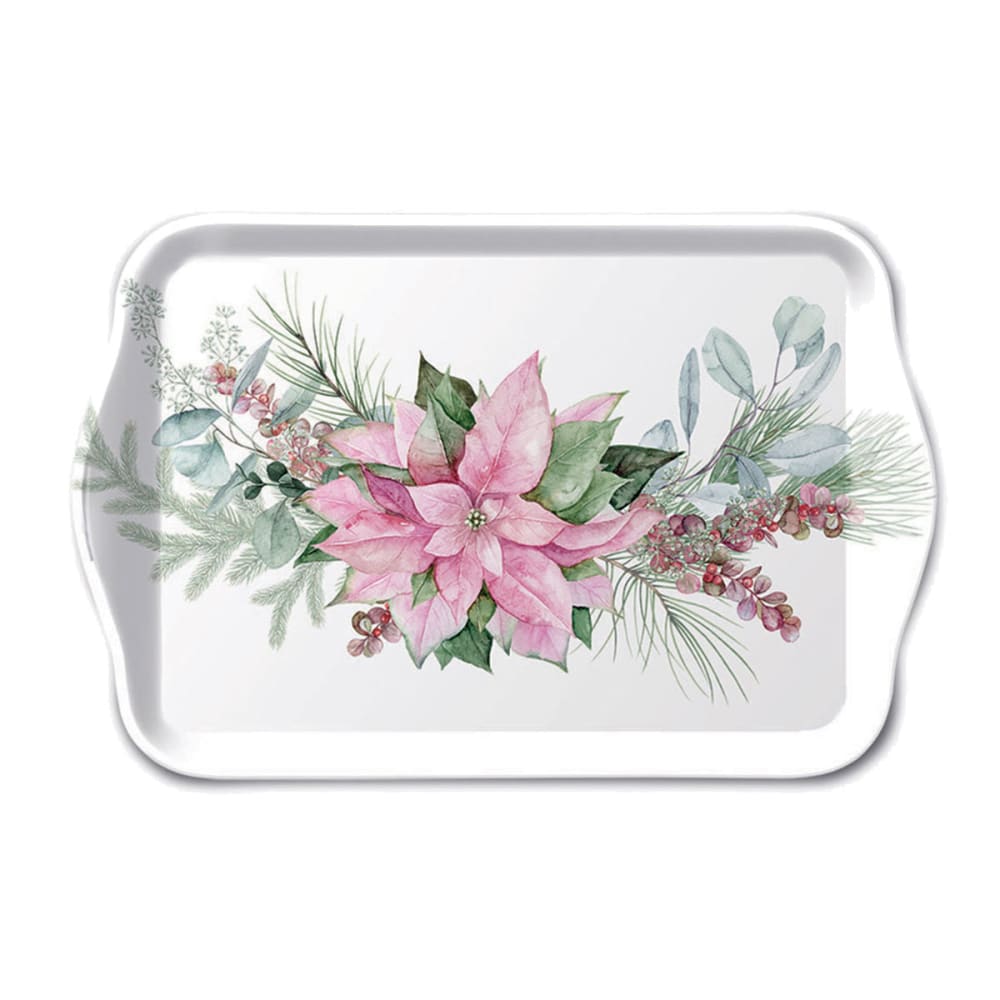Mini plateau de Noël poinsettia rose